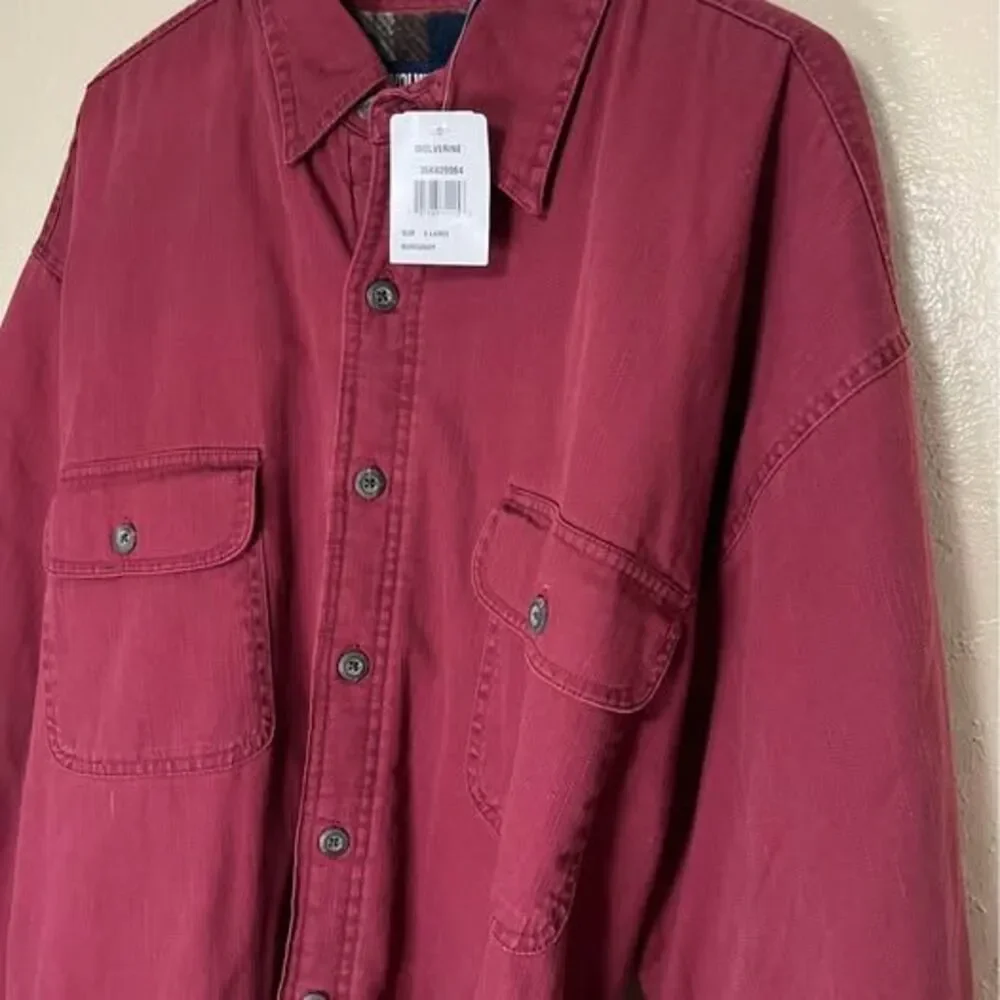 Wolverine Boots Mens Flannel Jacket Long Sleeve Fleece Lined Plaid XL Maroon NWT